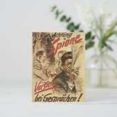 Wees voorzichtig - spionageposter briefkaart (Staand voorkant)