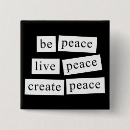 Wees vrede vierkante button 5,1 cm