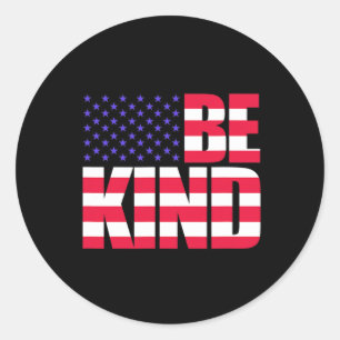 Wees vriendelijk 4 juli Amerikaanse vlag Amerikaan Ronde Sticker