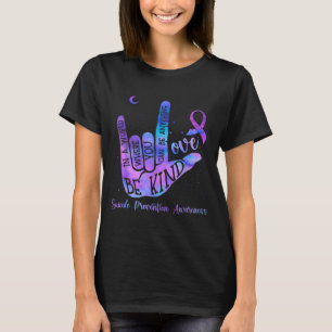 Wees Vriendelijk Als Love Hand Sign Preventie Bewu T-shirt