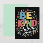 Wees vriendelijk Autisme Bewustzijn Kleurrijk Ontw Bedankkaart (Voorkant / Achterkant)