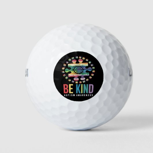 Wees vriendelijk Autisme Bewustzijn Kleurrijk Ontw Golfballen (Voorkant)