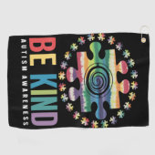 Wees vriendelijk Autisme Bewustzijn Kleurrijk Ontw Golfhanddoek (Horizontaal)