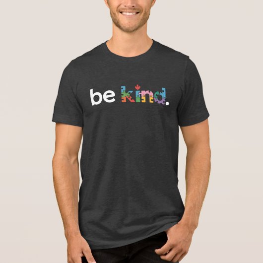 Wees Vriendelijk Autisme Bewustzijn Puzzel Ontwerp Tri-Blend Shirt (Voorkant)