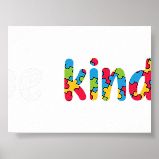 Wees vriendelijk Autisme Bewustzijn Puzzelstuk Kle Poster (Voorkant)