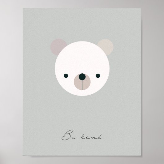 Wees vriendelijk, baby beer kinder bevestiging pri poster (Voorkant)
