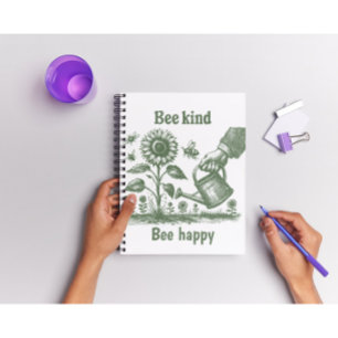 Wees Vriendelijk Bij Gelukkig Zonnebloem Houtsned Notitieboek