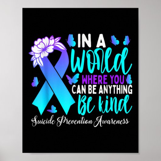 Wees vriendelijk Blauwgroen Paarse lint Suicide Pr Poster (Voorkant)