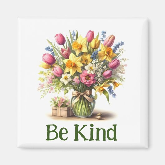 Wees vriendelijk bloemenmagneet magneet (Voorkant)