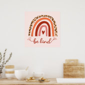 Wees vriendelijk Boho Rainbow Cheetah Inspirerend Poster (Keuken)