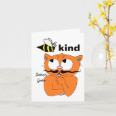 Wees vriendelijk Cartoon Mustache Cat Blank in Kaa Kaart (Gele Bloem)