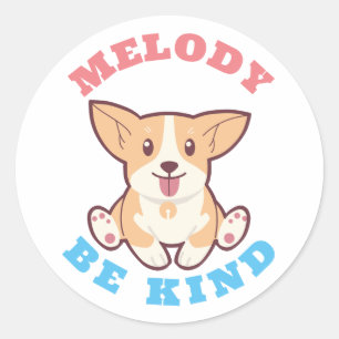 Wees vriendelijk Corgi Ronde Sticker