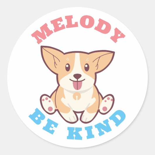 Wees vriendelijk Corgi Ronde Sticker (Voorkant)