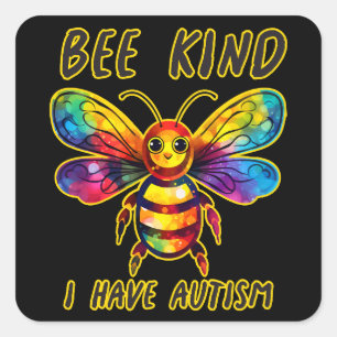 Wees vriendelijk dat ik autisme heb vierkante sticker