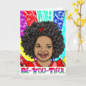 Wees vriendelijk | Digitale kunst | Laughing Girl Kaart (Gele Bloem)