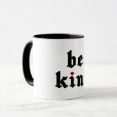 Wees vriendelijk – eenvoudige positieve boodschap mok (Voorkant links)