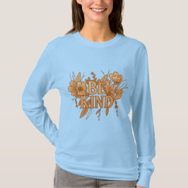 Wees Vriendelijk | Elegante Bloem Gouden Lange Mou T-shirt