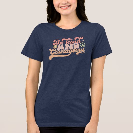 Wees vriendelijk en moedig Tri-Blend shirt (Voorkant)
