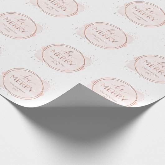 Wees vriendelijk | Faux Roos Gold en Blush Kerstmi Cadeaupapier (Hoek)