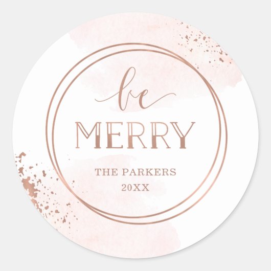 Wees vriendelijk | Faux Roos Gold en Blush Kerstmi Ronde Sticker (Voorkant)
