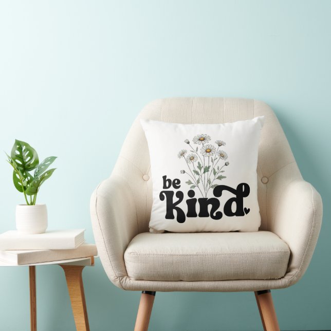 Wees vriendelijk  Floral Daisies Sierkussen (Stoel)