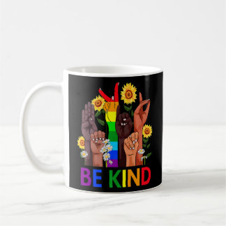 Wees vriendelijk gebarentaal LGBT BLM Zonnebloem V Koffiemok