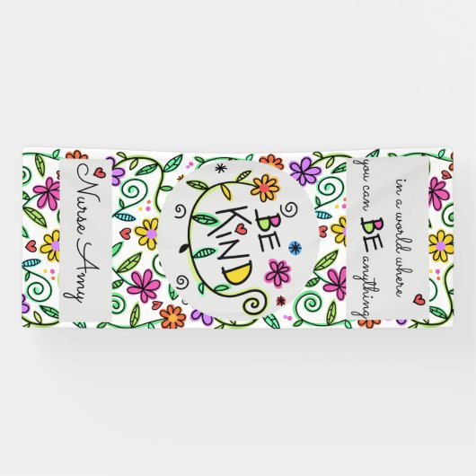 Wees vriendelijk gepersonaliseerde school verpleeg spandoek (Horizontaal)