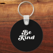 Wees vriendelijk groovy retro positief offerte ont sleutelhanger (Voorkant)