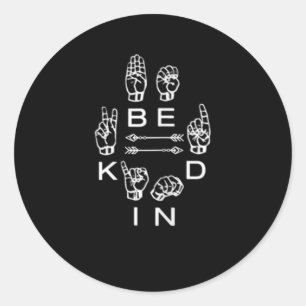Wees vriendelijk Hand Gebarentaal Leraar Grafisch  Ronde Sticker