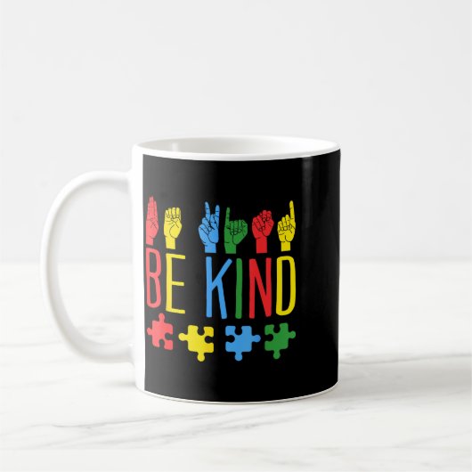 Wees Vriendelijk Hand Gebarentaal Puzzel Au Bewust Koffiemok (Links)