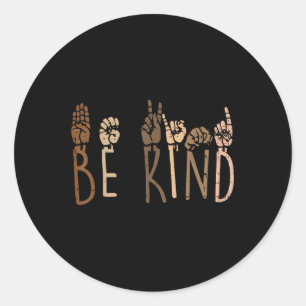 Wees vriendelijk hand tekenen Asl Black Lives Blm Ronde Sticker