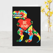 Wees Vriendelijk Hart Puzzel Trex Dinosaur Autisme Kaart (Gele Bloem)
