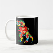Wees Vriendelijk Hart Puzzel Trex Dinosaur Autisme Koffiemok (Links)
