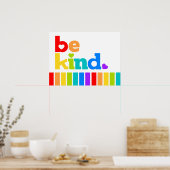 Wees vriendelijk hartrinboog strepen positieve slo poster (Keuken)