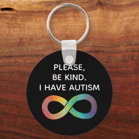 Wees vriendelijk, ik heb autisme | Neurodiversitei Sleutelhanger (Achterkant)