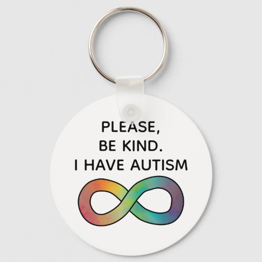 Wees vriendelijk, ik heb autisme | Neurodiversitei Sleutelhanger (Voorkant)