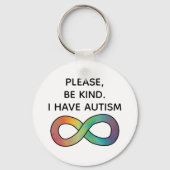 Wees vriendelijk, ik heb autisme | Neurodiversitei Sleutelhanger (Achterkant)
