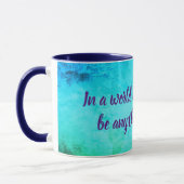 Wees vriendelijk inspirerend prijsopgave blauw gro mok (Links)