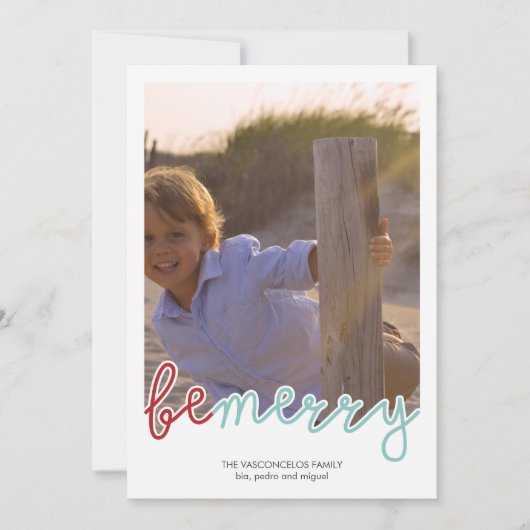 Wees vriendelijk kerstfeestdag met rood blauw feestdagenkaart (Voorkant)