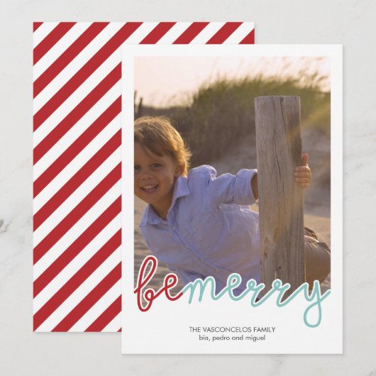 Wees vriendelijk kerstfeestdag met rood blauw feestdagenkaart (Voorkant / Achterkant)