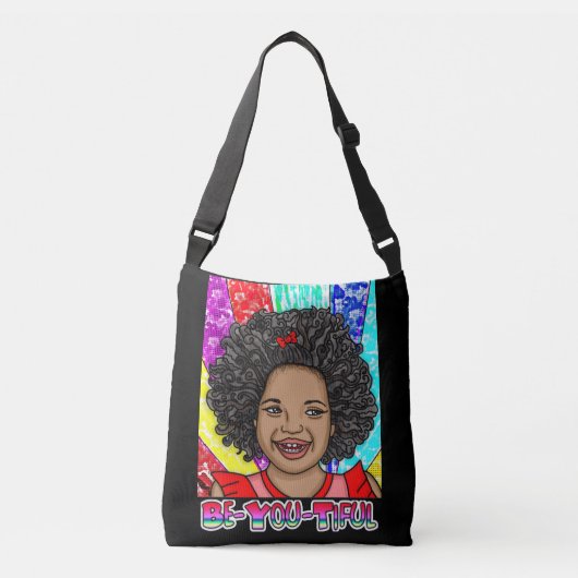 Wees vriendelijk | Kleurenmeisje | Pop Art Crossbody Tas (Voorkant)