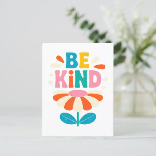 Wees vriendelijk kleurrijke bloem - Inspirerend po Briefkaart