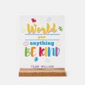 Wees vriendelijk kleurrijke puzzels Autisme Suppor Acryl Bord (Voorkant)