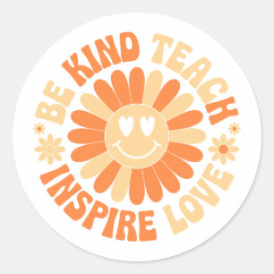 Wees vriendelijk Leer inspireren Liefde - Motivati Ronde Sticker