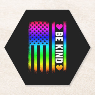 Wees vriendelijk LGBTs Gay Pride Rainbow Amerikaan Kartonnen Onderzetters