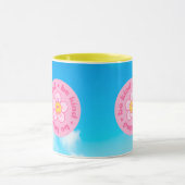 Wees vriendelijk met blij gezicht mok geel handvat (Midden)