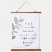 Wees vriendelijk minimalistisch botanisch hangend wandkleed (Voorkant)