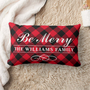 Wees vriendelijk, modern rood buffalo geplakt fami kussen