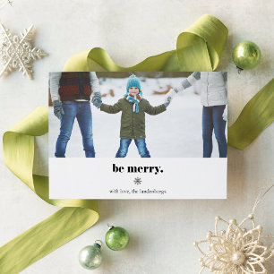 Wees vriendelijk   Moderne vakantiefotokaart Feestdagenkaart