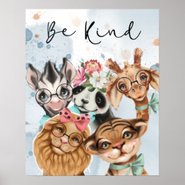 Wees vriendelijk Oerwoud Safari wilde baby shower Poster